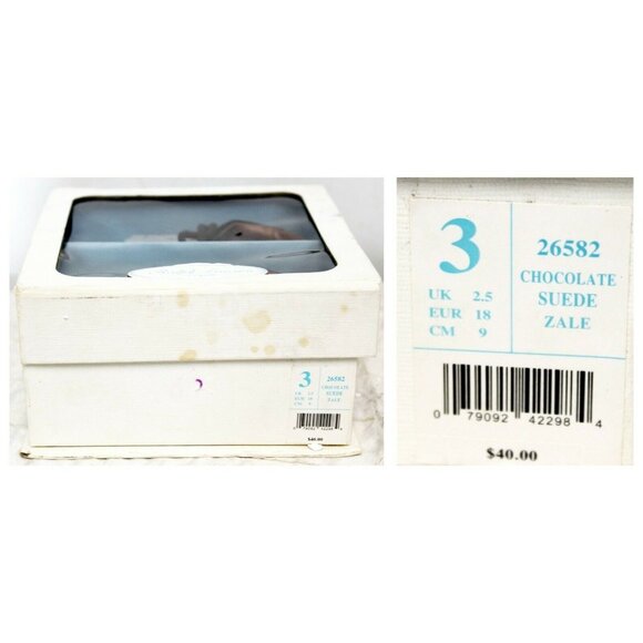 Ralph Lauren Layette Chocolate Suede Zale Sneakers Baby Infant 6-9 M Lace Up Box - Picture 12 of 12